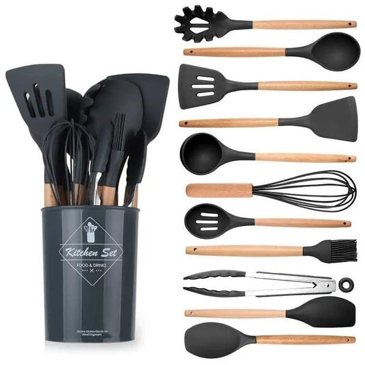 Set Accesorii Bucatarie 12 Piese Set Bucatarie Negru
