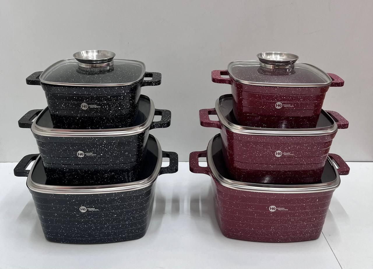 set of 3 square dishes with non-stick coating Hk322