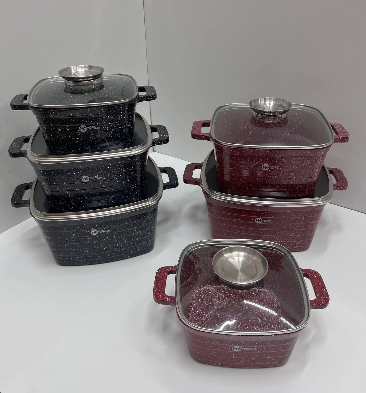 set of 3 square dishes with non-stick coating Hk322