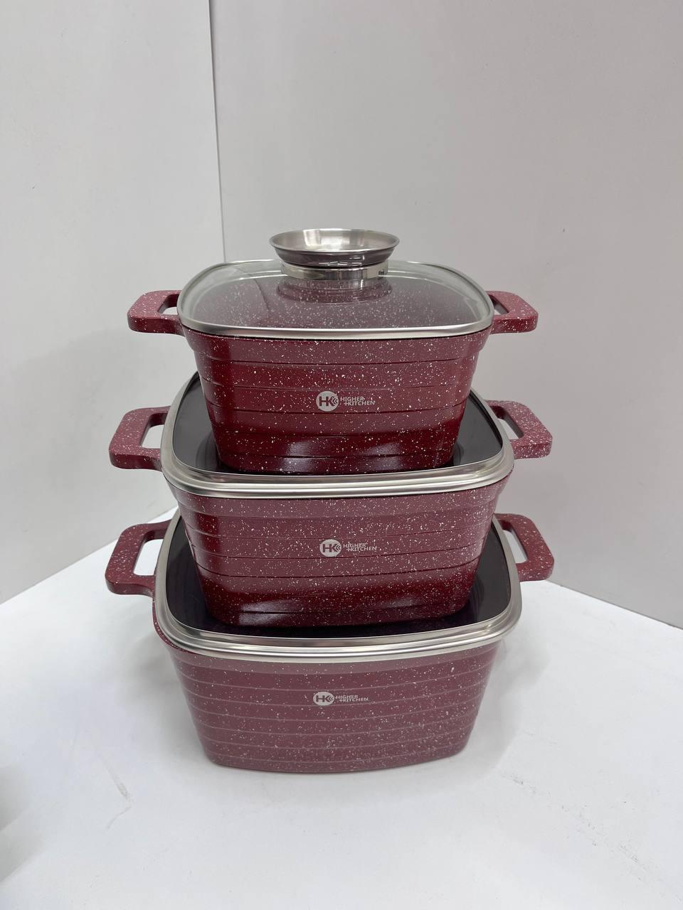 set of 3 square dishes with non-stick coating Hk322