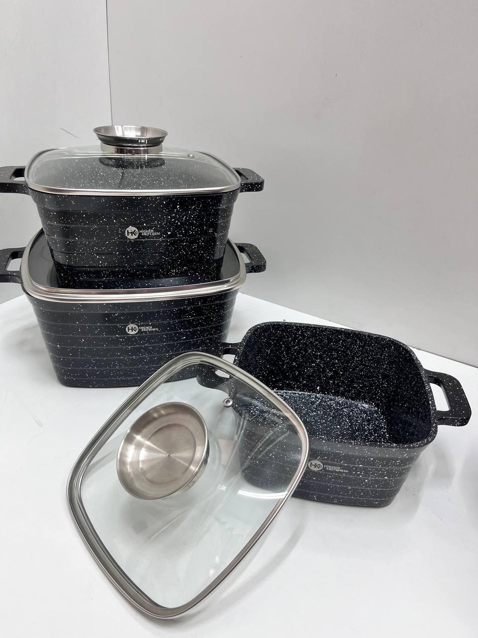 set of 3 square dishes with non-stick coating Hk322