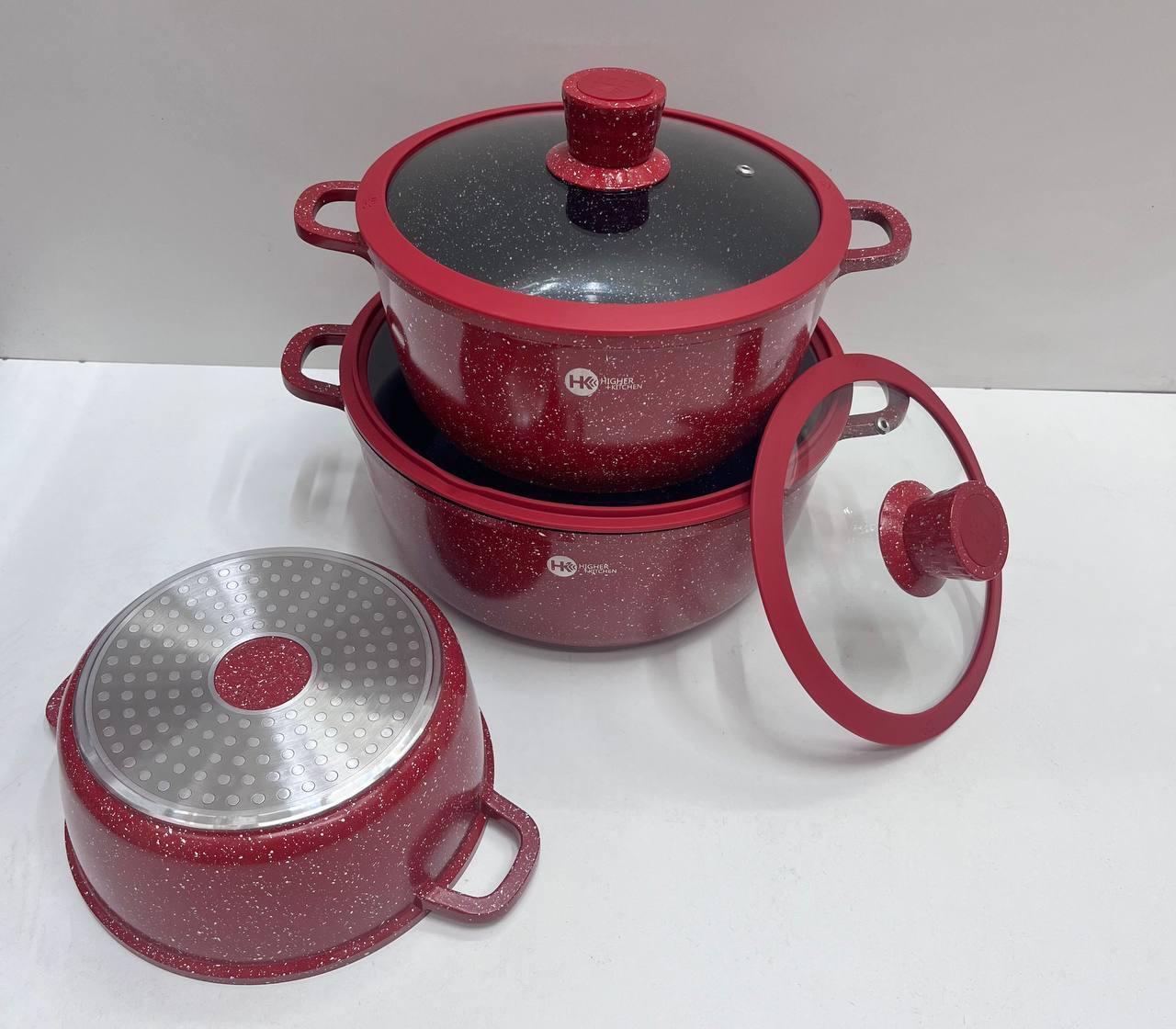 Set of round pots with silicone lids HK 325