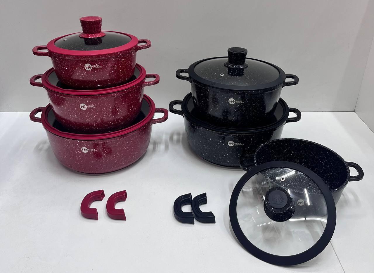 Set of round pots with silicone lids HK 325