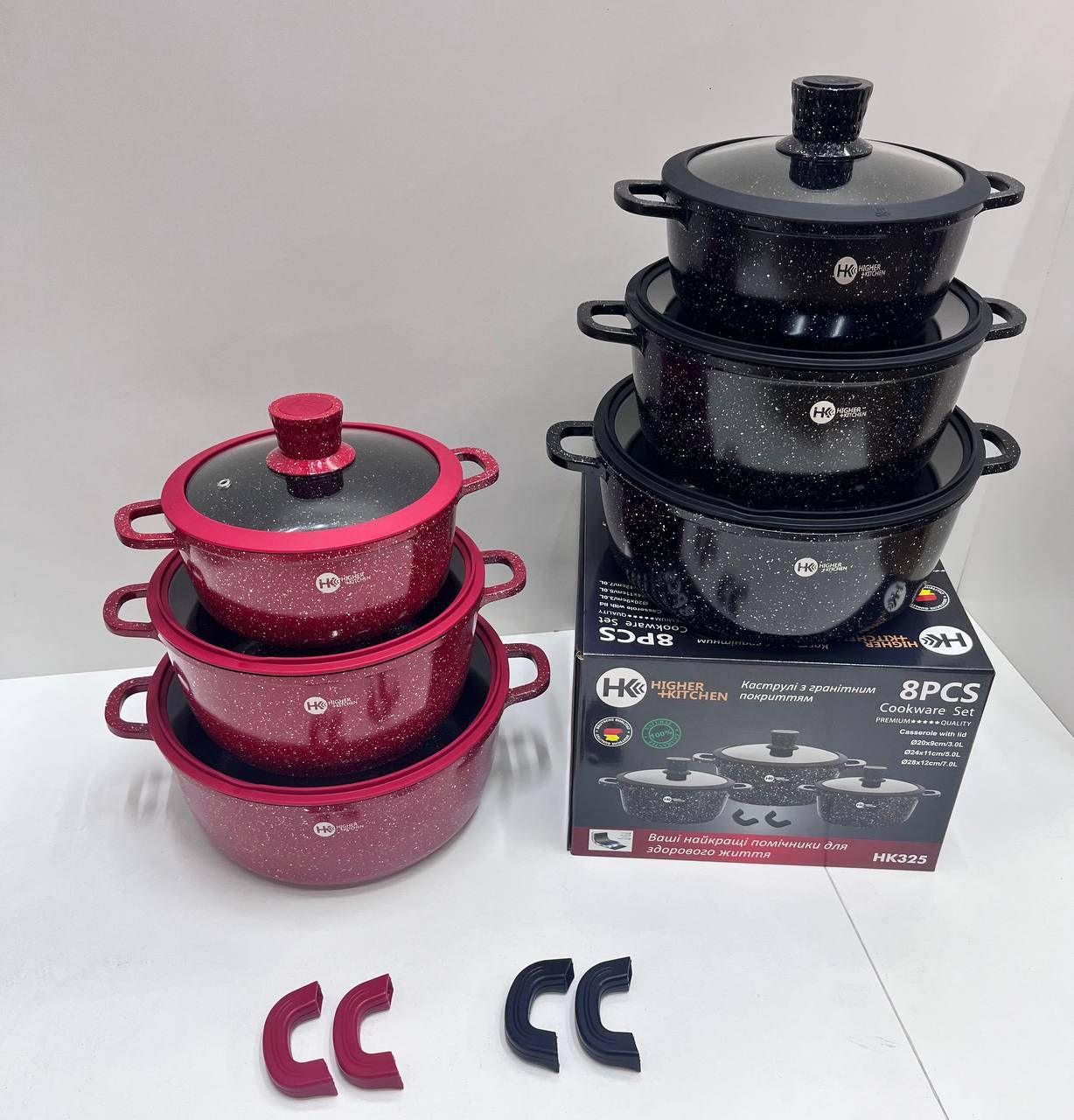 Set of round pots with silicone lids HK 325
